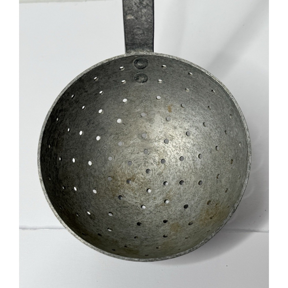 Aluminum Ladle Farmhouse Pierced Kitchen Cooking Strainer Germany Chef Antique - Picture 2 of 9